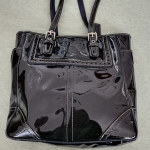 VINTAGE COACH PATENT LEATHER SMALL GALLERY BOOK TOTE